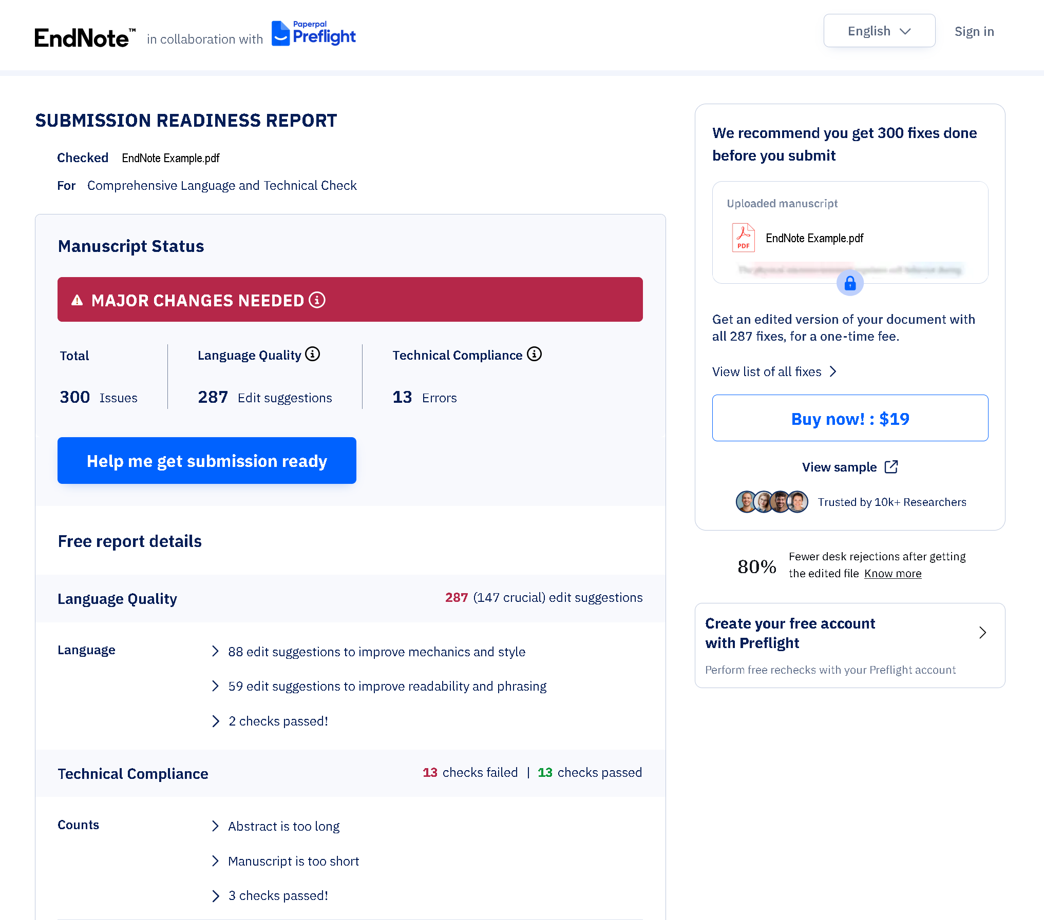 Image of Preflight submission assessment